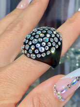 Oval Acrylic Crystal Ring In Black
