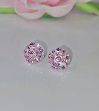 Clear Acrylic Stud Earrings With Pink Crystal Rhinestones