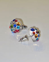 Lucite Studs Multicolored Crystals