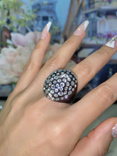 Oval Acrylic Crystal Ring In Black