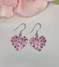 Heart Shaped Lucite Earrings With Pink Crystals