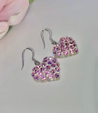 Heart Shaped Lucite Earrings With Pink Crystals