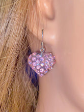 Heart Shaped Lucite Earrings With Pink Crystals