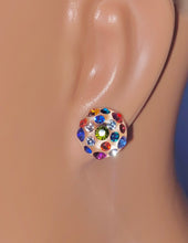 Lucite Studs Multicolored Crystals