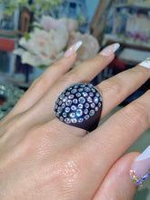 Oval Acrylic Crystal Ring In Black