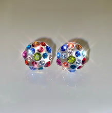 Lucite Studs Multicolored Crystals