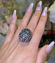 Oval Acrylic Crystal Ring In Black