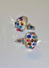 Lucite Studs Multicolored Crystals