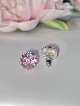 Clear Acrylic Stud Earrings With Pink Crystal Rhinestones