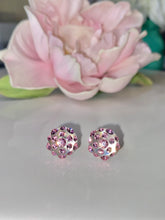 Clear Acrylic Stud Earrings With Pink Crystal Rhinestones