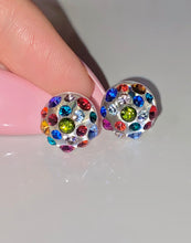 Lucite Studs Multicolored Crystals