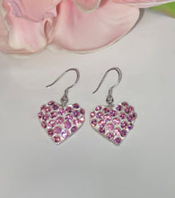 Heart Shaped Lucite Earrings With Pink Crystals