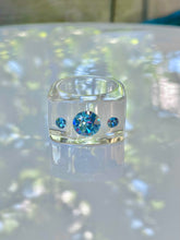 Acrylic Cube Ring With Blue Crystals
