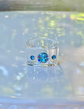 Acrylic Cube Ring With Blue Crystals