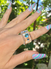 Acrylic Cube Ring With Blue Crystals