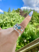 Acrylic Cube Ring With Blue Crystals