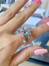 Acrylic Cube Ring With Blue Crystals