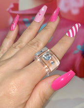 Transparent Crystal Lucite Cube Ring