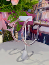 Oversized Acrylic Hoop Earrings With Pink Crystals