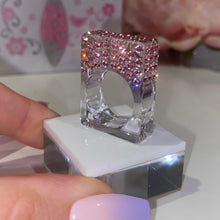 Rectangular Cube Ring In Pink