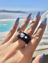 Black Acrylic Crystal Cube Ring