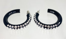 Black Acrylic Hoop Earrings With Crystal Rhinestones