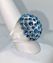 Blue Crystal Lucite Ring In Clear