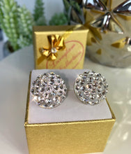 Large Acrylic Stud Earrings Ring With Crystal Rhinestones