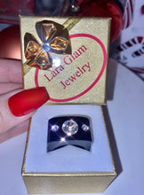 Black Acrylic Crystal Cube Ring