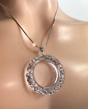 Clear Acrylic Round Circle Necklace With Crystal Rhinestones