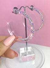 Red Carpet Acrylic Crystal Hoop Earrings In Aurora Borealis