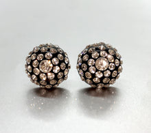 Large Black Acrylic Stud Earrings With Crystal Rhinestones