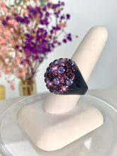 Purple Mixed Crystal Crystal Acrylic Ring In Black