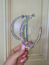 Oversized Acrylic Hoop Earrings With Aurora borealis Crystals