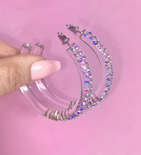 Red Carpet Acrylic Crystal Hoop Earrings In Aurora Borealis