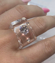 Transparent Crystal Lucite Cube Ring