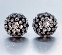 Large Black Acrylic Stud Earrings With Crystal Rhinestones