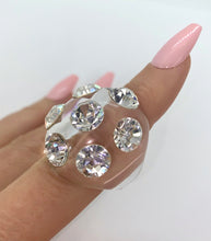 Large Jewel Acrylic Crystal Ring In Clear