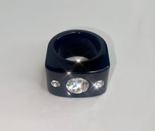 Black Acrylic Crystal Cube Ring