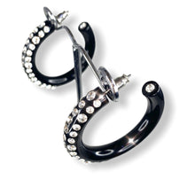 Black Acrylic Hoop Earrings With Crystal Rhinestones