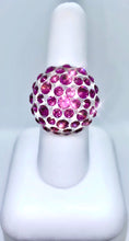 Clear Acrylic Dome Ring With Fuchsia Crystal Rhinestones