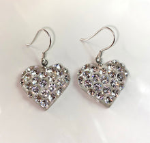 Heart Shaped Lucite Earrings With Crystals