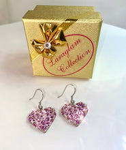 Heart Shaped Lucite Earrings With Pink Crystals