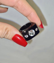 Black Acrylic Crystal Cube Ring