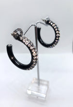 Black Acrylic Hoop Earrings With Crystal Rhinestones