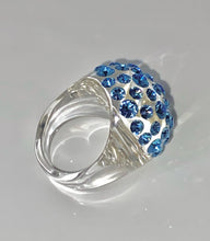 Blue Crystal Lucite Ring In Clear