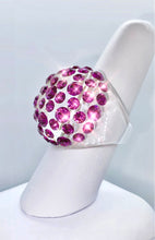 Clear Acrylic Dome Ring With Fuchsia Crystal Rhinestones