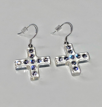 Clear Acrylic Cross Dangle Earrings With Crystal Rhinestones