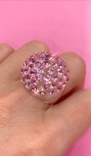Clear Acrylic Dome Ring With Pink Crystal Rhinestones