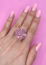 Clear Acrylic Dome Ring With Pink Crystal Rhinestones